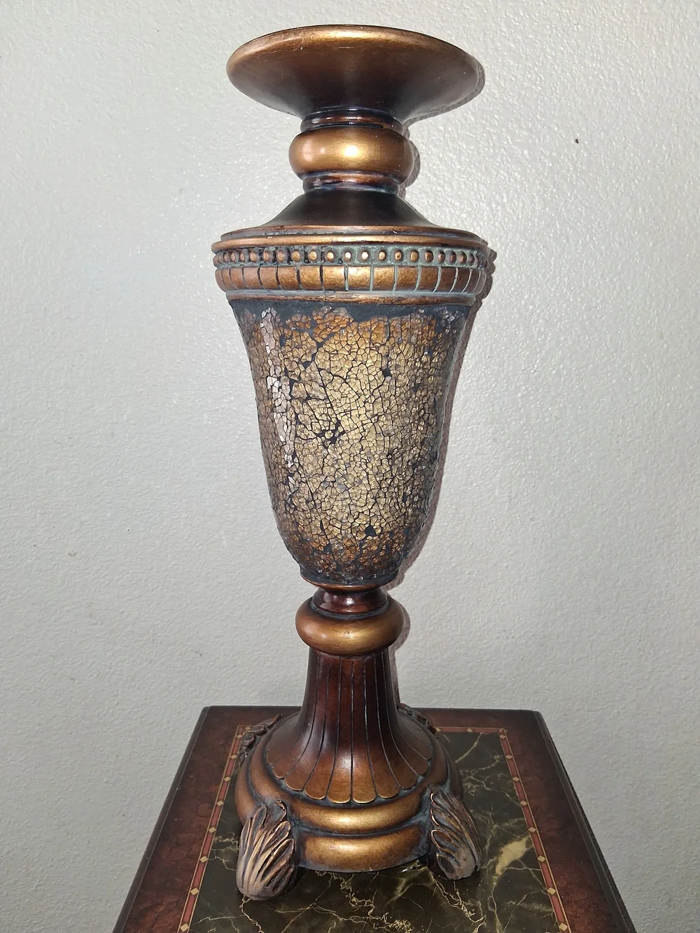 Antique-Style Gold and Bronze Decorative Urn Accent Statement Piece Easel Decor